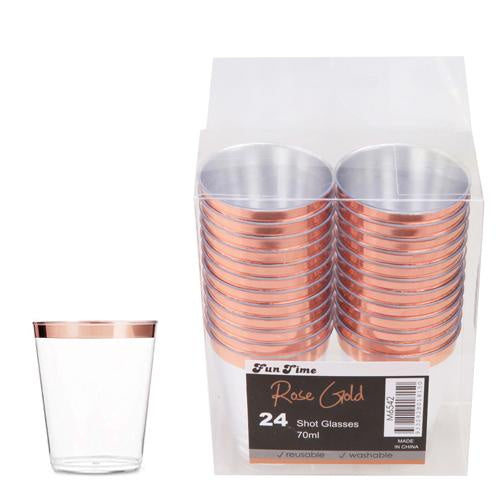 Rose Gold 70ml Large Shot Glasses PK24